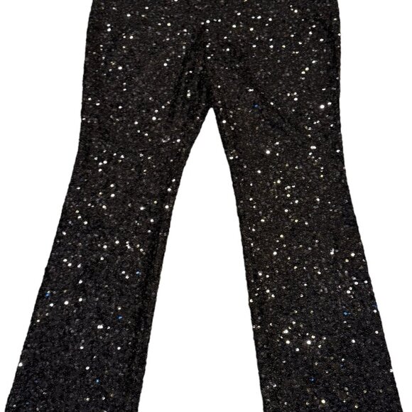🖤 LoveShackFancy Journee Sequin Flared Trousers – Size 14 - Picture 5 of 5